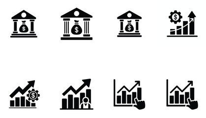 Finance icons set. Vector illustration. Isolated on white background.