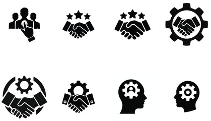 Handshake Icon Set Isolated on White Background. Vector Illustration