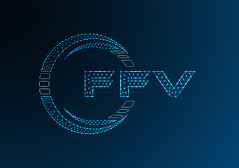FFV low poly letter logo vector design. FFV lower poly logo design.