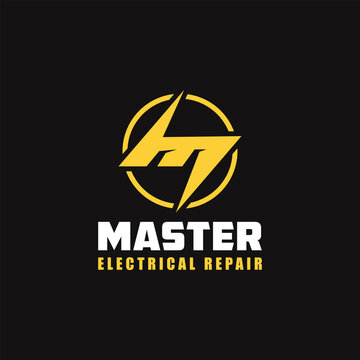 Letter M High Voltage Logo for Energy and Repair Services