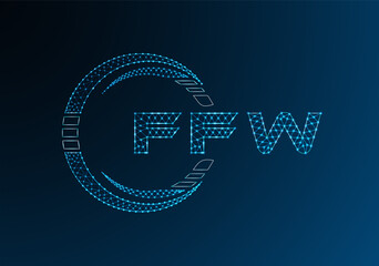 FFW low poly letter logo vector design. FFW lower poly logo design. © Anar