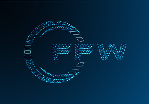 FFW low poly letter logo vector design. FFW lower poly logo design.