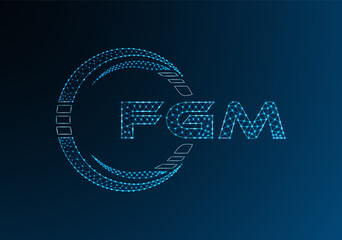 FGM low poly letter logo vector design. FGM lower poly logo design.