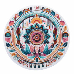 Oriental mandala art in boho style with floral elements