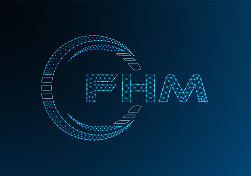 FHM low poly letter logo vector design. FHM lower poly logo design.