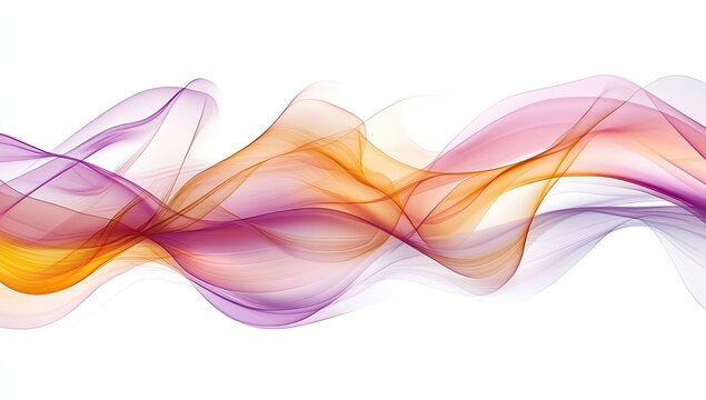Abstract flowing lines of vibrant colors.  Soft, translucent waves of orange, pink, and purple