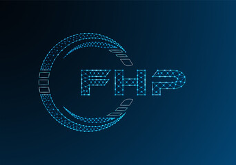 FHP low poly letter logo vector design. FHP lower poly logo design.