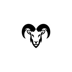 Fototapeta premium Majestic Ram Head Silhouette Logo Design a striking black and white vector illustration perfect for branding and graphic design projects.