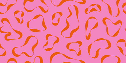 Abstract rubber band shapes pattern in summer color. Hand drawn chaotic lines ribbon doodle pattern, design for fabric textile cover and background.