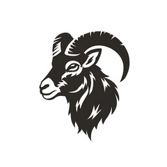 Obraz premium Majestic Ram Head Profile Elegant Black and White Wildlife Design for Logo or Decoration