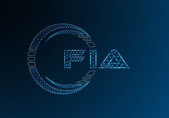 FIA low poly letter logo vector design. FIA lower poly logo design.