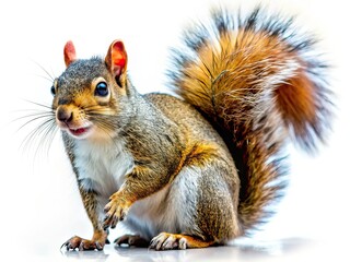 Obraz premium Squirrel with Cocked Tail, High Depth of Field, Sciuridae, Wildlife Photography