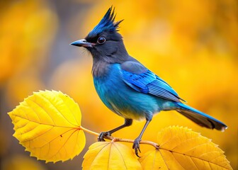 Steller's Jay on Aspen Tree - Frisco Colorado Macro