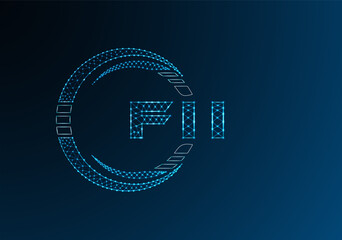 FII low poly letter logo vector design. FII lower poly logo design.