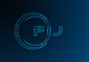 FIJ low poly letter logo vector design. FIJ lower poly logo design.