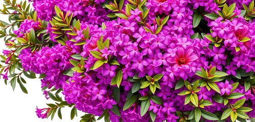 Lush purple flowering tropical shrub, isolated on white Ideal for garden, landscaping designs, flora, tropical plant