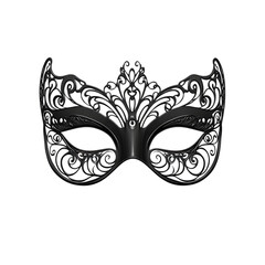  Elegant black masquerade mask with intricate desi 