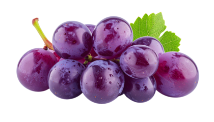 Juicy Red Grapes Cluster, Transparent Background