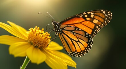 Obraz premium Monarch butterfly on yellow flower