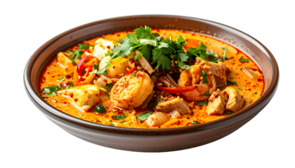 Spicy Seafood Curry Recipe: Delicious, Aromatic, and Vibrant, with Transparent Background