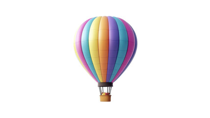 Naklejka premium Title: Colorful Cartoon Hot Air Balloon Soaring in Blue Sky Illustration on white background