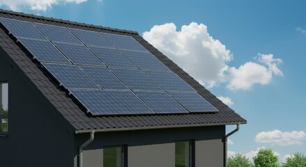 Fototapeta premium Solar panels on a house roof (1)