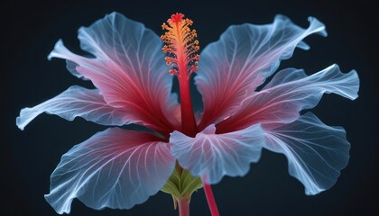 Delicate hibiscus flower, ethereal x-ray-like view