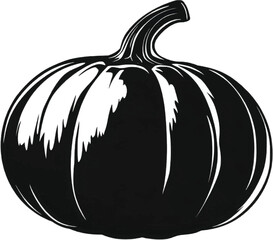 Simple Black and White Silhouette of a Pumpkin for Fall Decoration