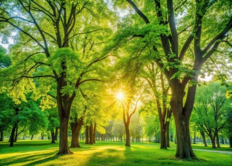 Obraz premium Sunny May Park Trees Bokeh Photo
