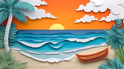 Tropical Sunset Beach Scene. (1)