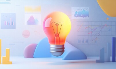 Illuminated idea amidst data visualization