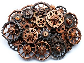 Surreal Copper & Black Gears Interlock, Abstract Photography