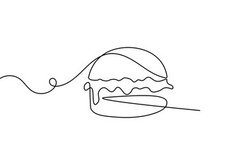 Burger one line drawing  minimalist outline vector illustration  
