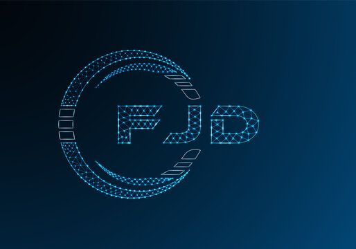 FJD low poly letter logo vector design. FJD lower poly logo design.