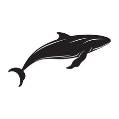 Fototapeta premium Blue Whale silhouette clipart on a white background