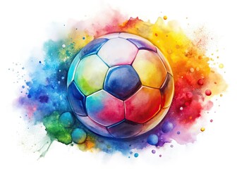 Fototapeta premium Colorful Watercolor Football Ball - Isolated Design