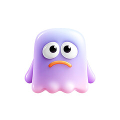 Fototapeta premium Sad Purple Ghost Cartoon Character on Transparent Background