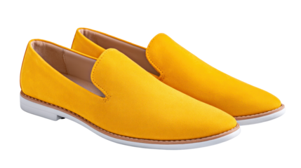 Stylish Yellow Suede Slip on Shoes for Women Casual Comfort Footwear isolated on transparent background