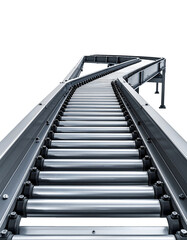 Fototapeta premium Roller Conveyors Curve, Transport System, Efficient, Industrial, Modern Design, with Transparent Background