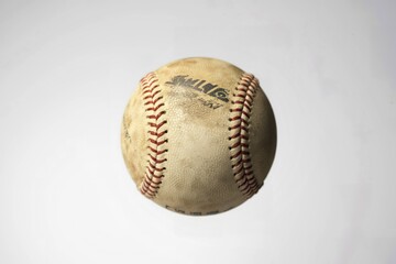 A photograph of a slightly scuffed baseball