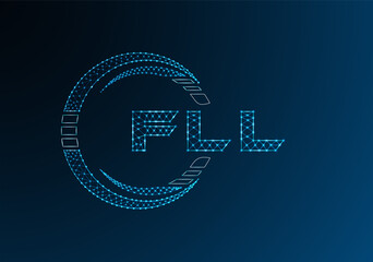 FLL low poly letter logo vector design. FLL lower poly logo design.