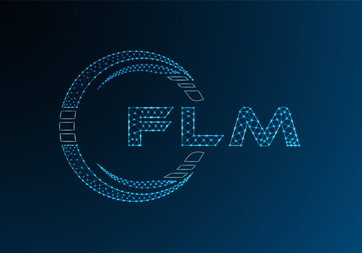 FLM low poly letter logo vector design. FLM lower poly logo design.