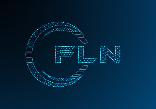 FLN low poly letter logo vector design. FLN lower poly logo design.