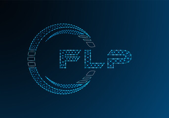 FLP low poly letter logo vector design. FLP lower poly logo design.