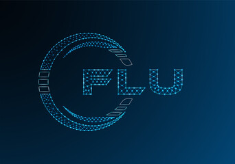 FLU low poly letter logo vector design. FLU lower poly logo design.