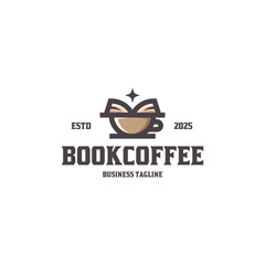 book coffee logo vector
