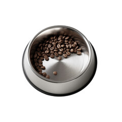 Dark Brown Coffee Beans in Stainless Steel Pet Bowl