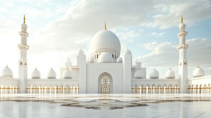 Obraz premium Background design with realistic mosque and Eid greeting