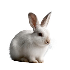 Obraz premium Fluffy White Rabbit Close Up Against Isolated