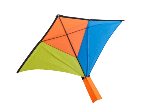 Colorful Kite Flies High in Sky with Transparent Background
